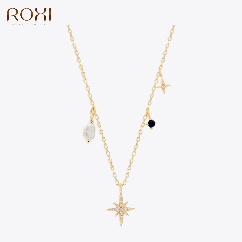 Pearl Trim Chain - ROXI Elegant Temperament Star Pearl Pendant