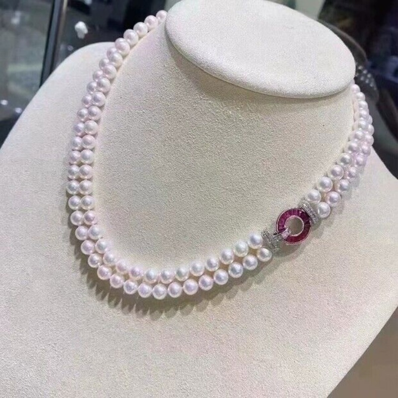Pearl Trim Chain - 20-Inch Double Chain AAAA 7-8mm Natural