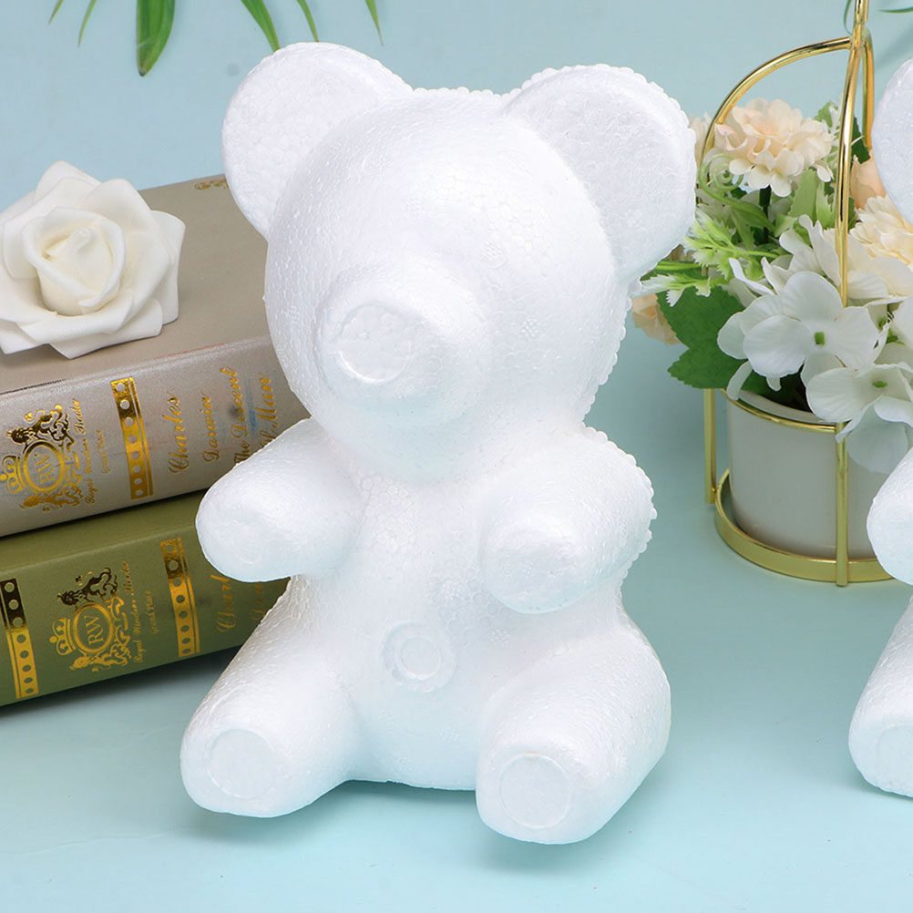 Embellishment Crafts - 2Pcs White Foam Bear Ornament and