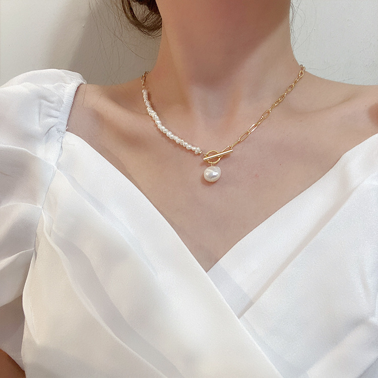 Pearl Trim Chain - 100% Natural Baroque Freshwater Pearl 14K