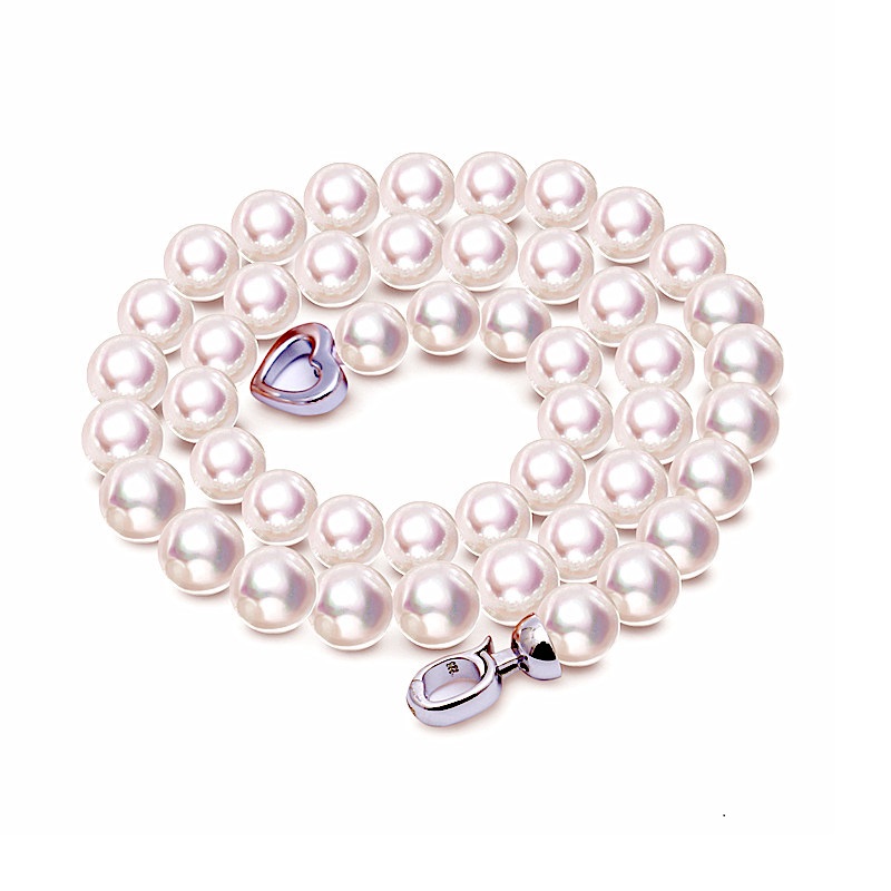 Pearl Trim Chain - 8-9mm White Pearl Necklaces Near Round