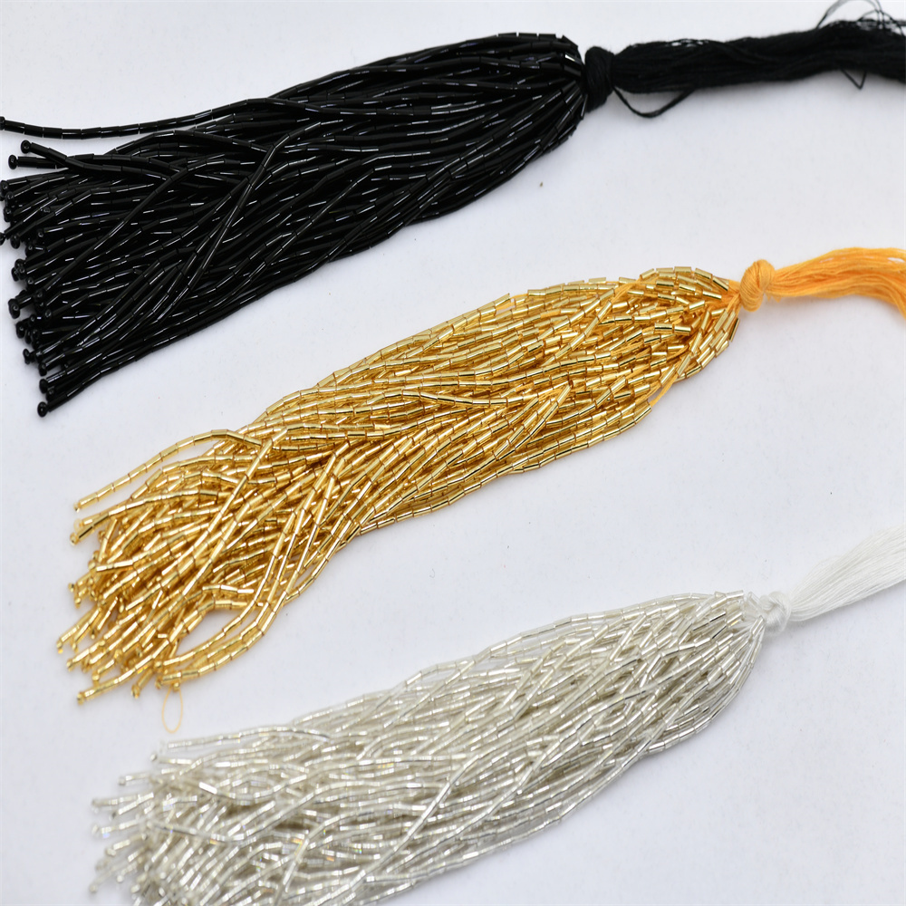 Beaded Trim Fringe - 15cm wide 1 bundle gold silver