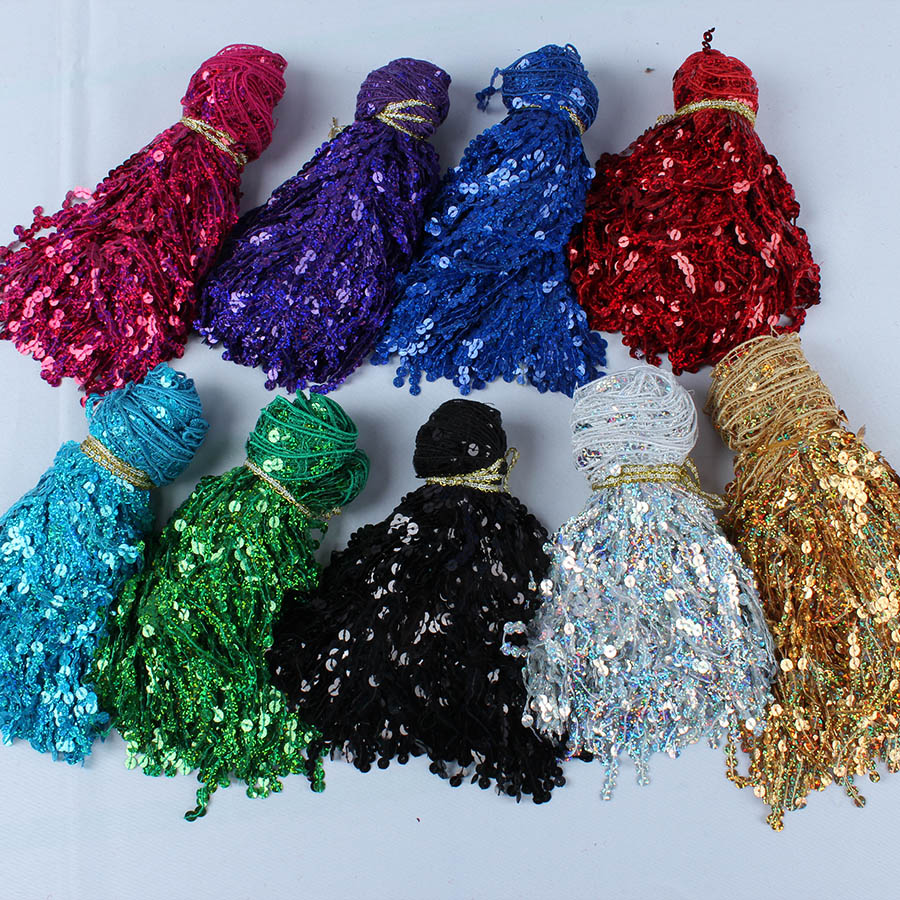 Beaded Trim Fringe - 6 Meters/lot Holographic Sequins Tassel Fringe