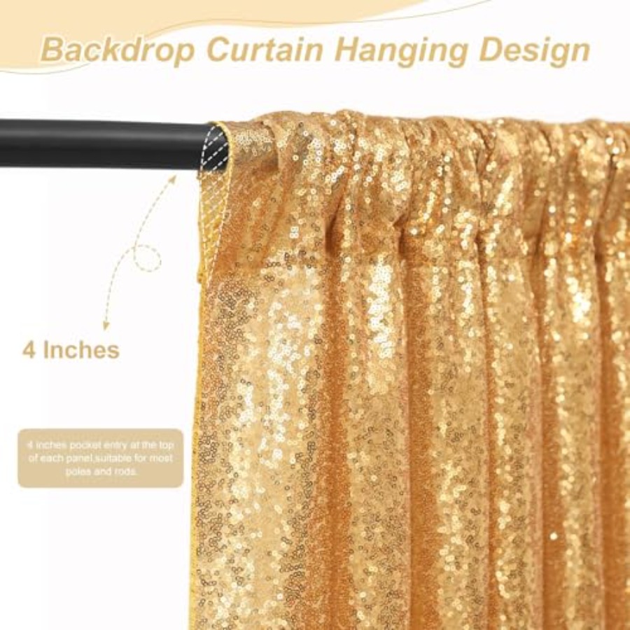 Stage backdrop curtain for wed - Sequin Fabric Panel reseña y precio