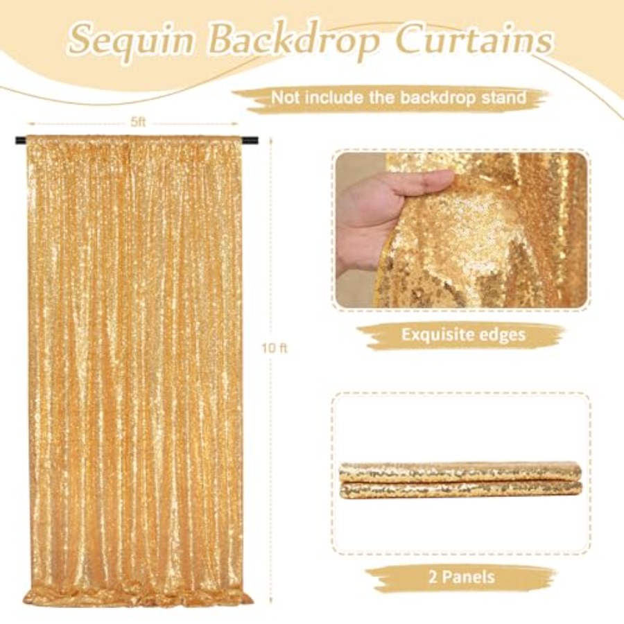 Stage backdrop curtain for wed - Sequin Fabric Panel reseña y precio