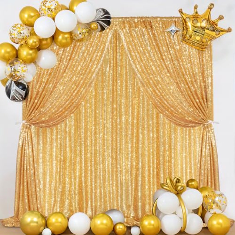 Stage backdrop curtain for wed - Sequin Fabric Panel reseña y precio