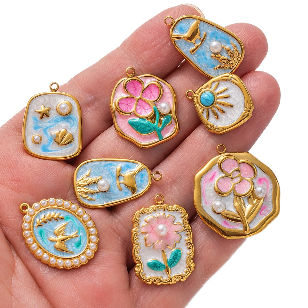 2pcs Gold Stainless Steel Enam - Embellishment Crafts reseña y precio