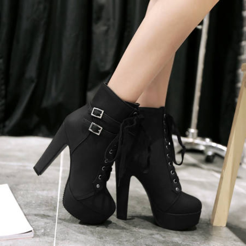 Winter Women Platform Ankle Bo - Guipure Lace Panel reseña y precio