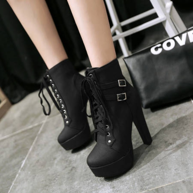 Winter Women Platform Ankle Bo - Guipure Lace Panel reseña y precio