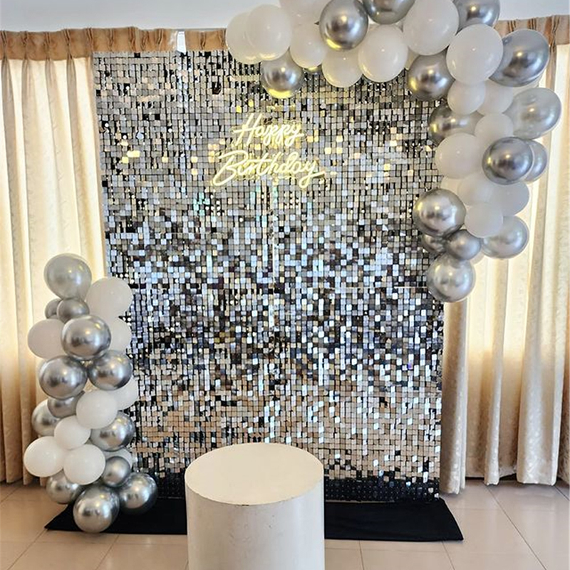 18Pcs Silver Shimmer Wall Pane - Sequin Fabric Panel reseña y precio