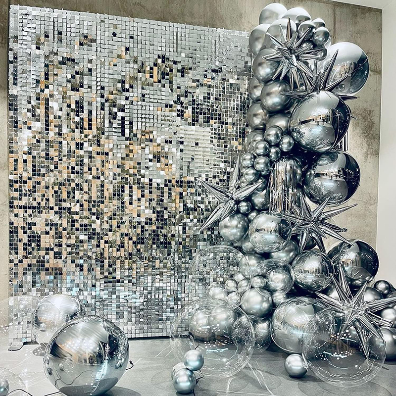 18Pcs Silver Shimmer Wall Pane - Sequin Fabric Panel reseña y precio