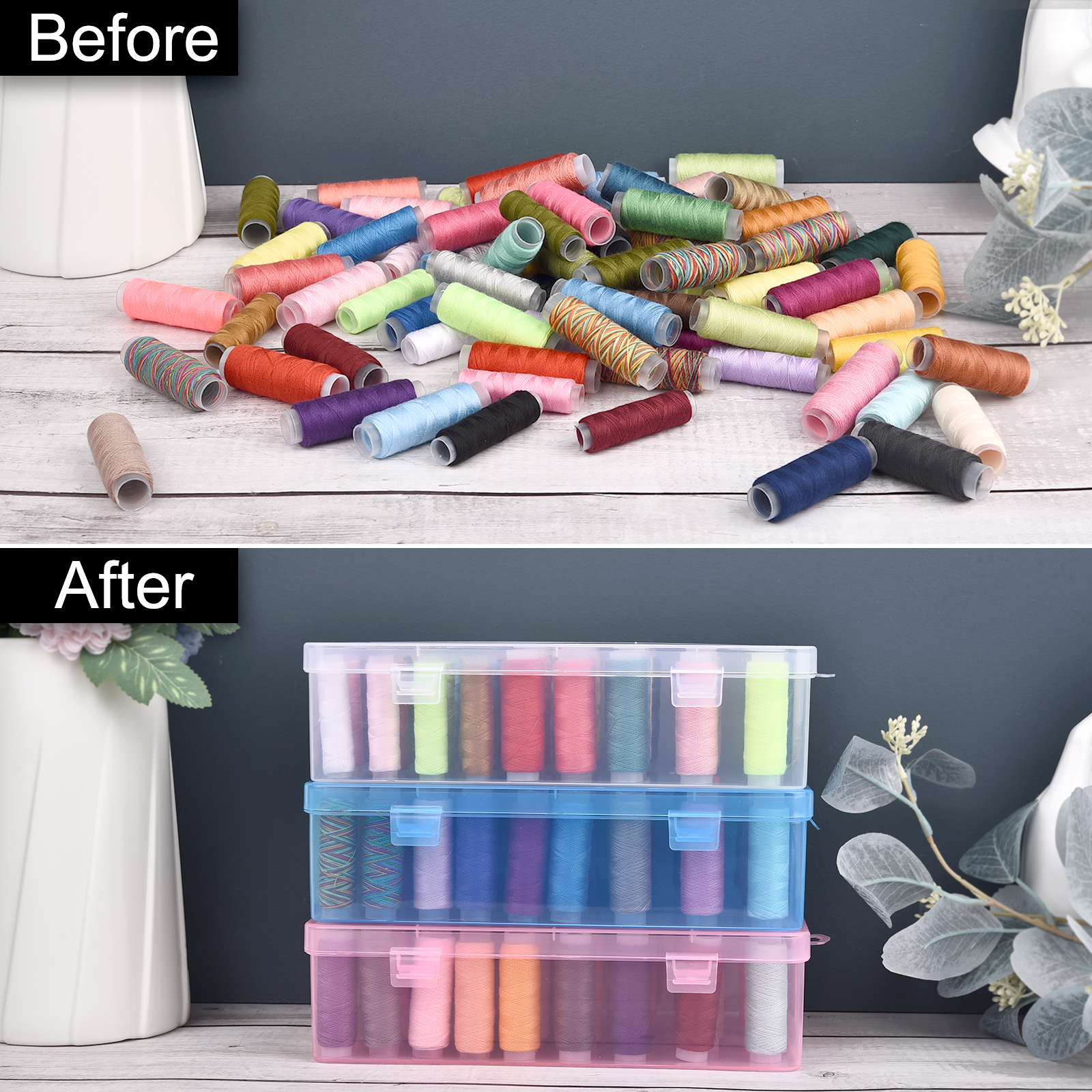 New Sewing Thread Box 42 Piece - Craft Embellishment Storage reseña y precio