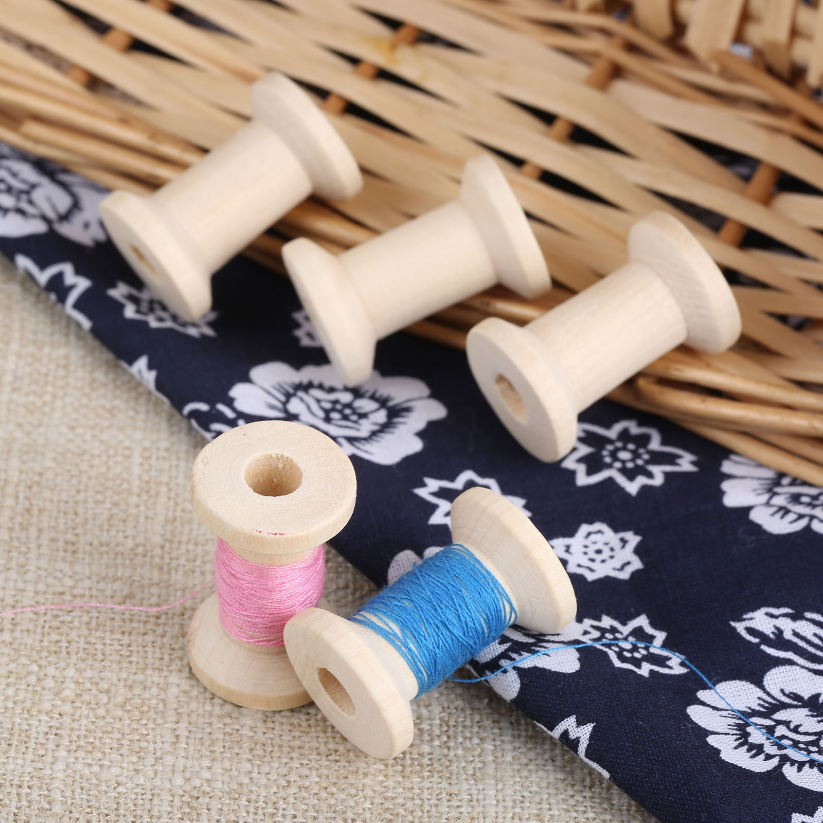 10Pcs Sewing Wooden Bobbins Sp - Organza Ribbon Spool reseña y precio