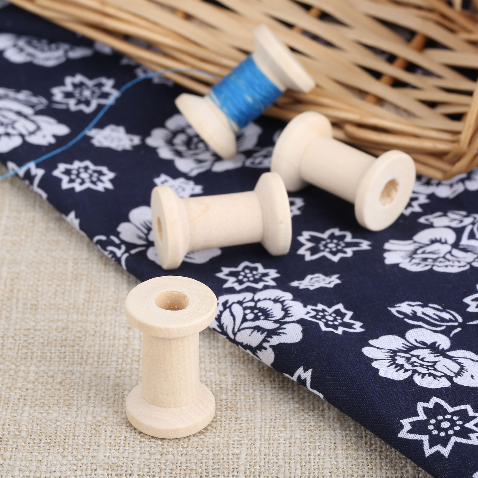 10Pcs Sewing Wooden Bobbins Sp - Organza Ribbon Spool reseña y precio