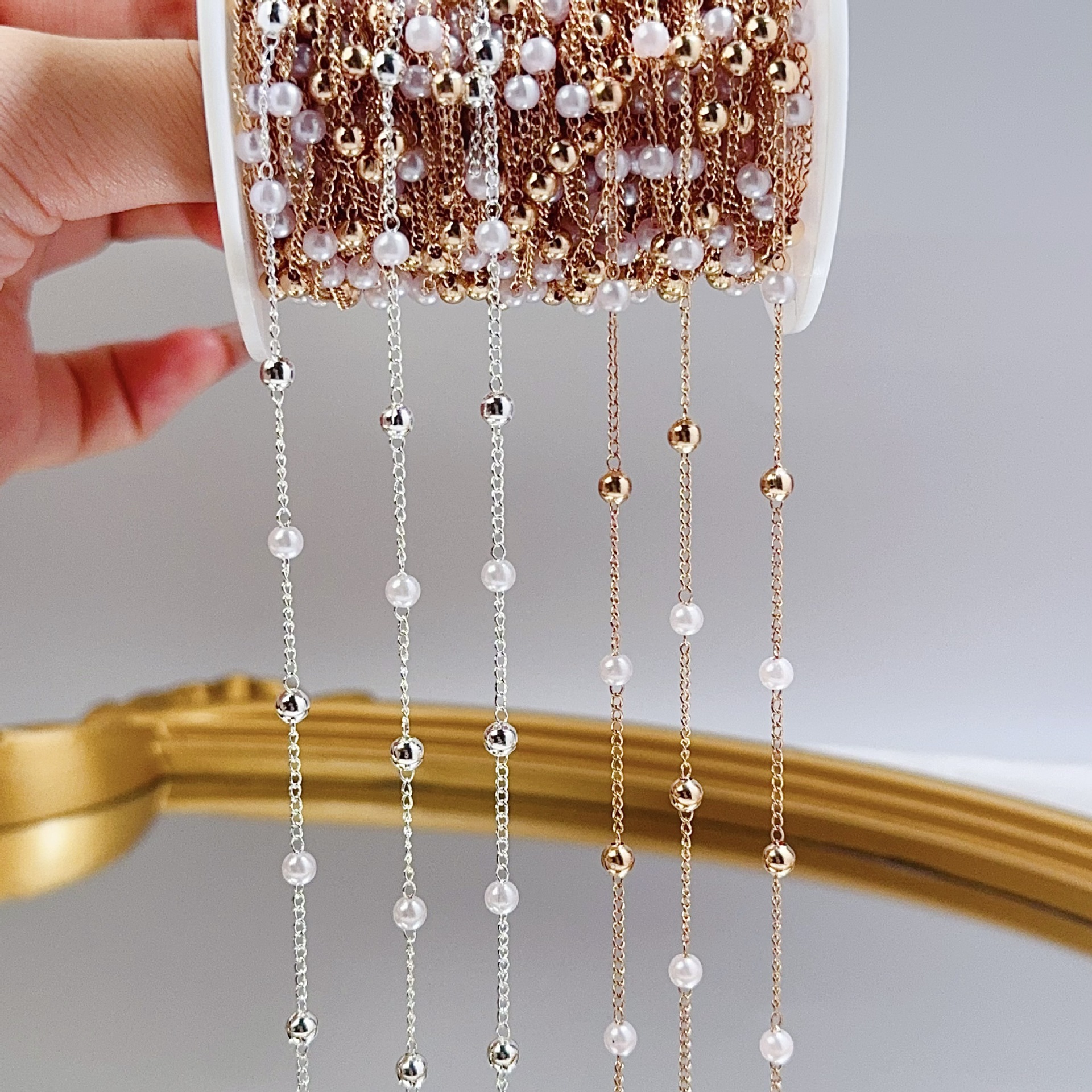 0.5/1/2M Pearl Copper Bead Cha - Pearl Trim Chain reseña y precio