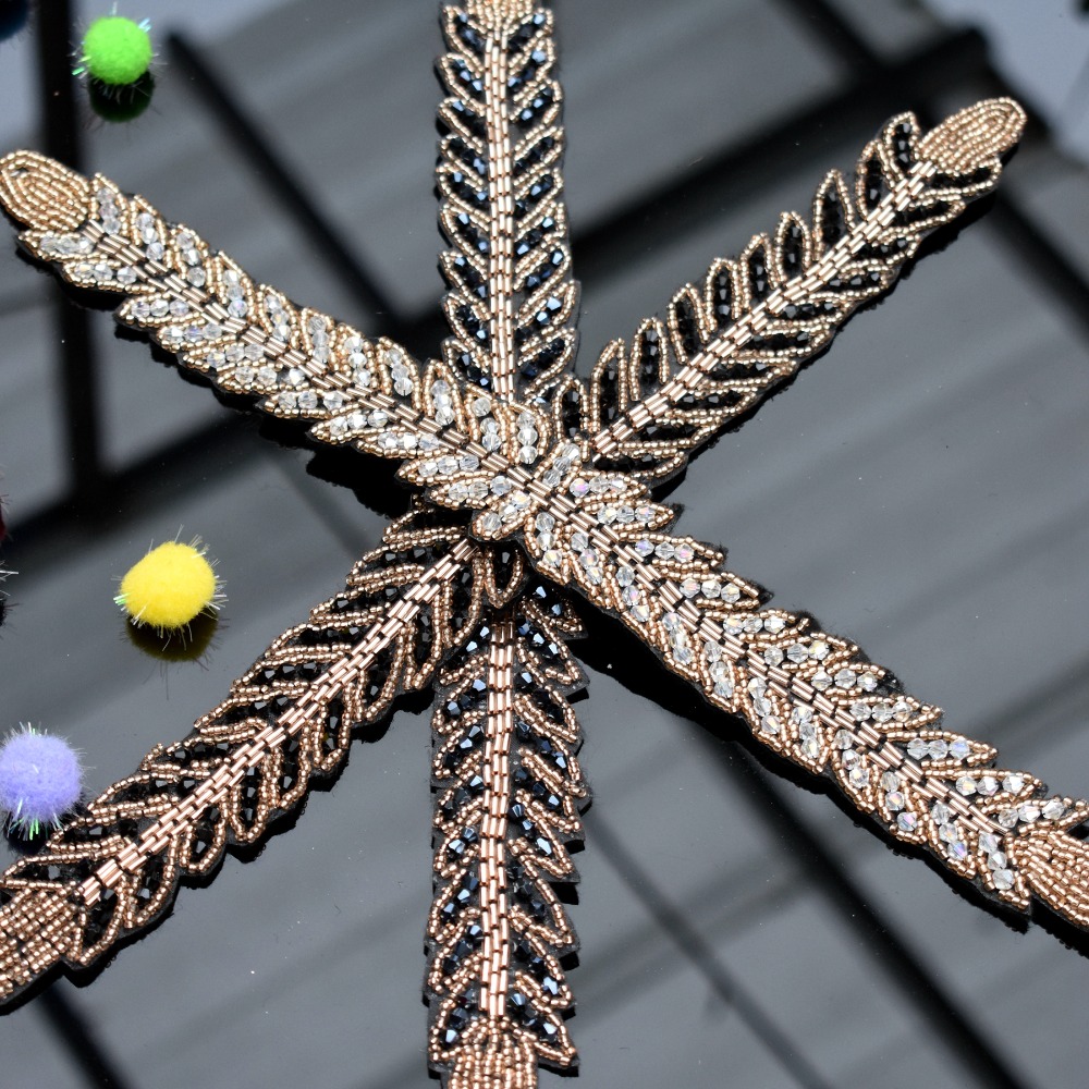Long leaves leaf handmade appl - Beaded Trim Fringe reseña y precio