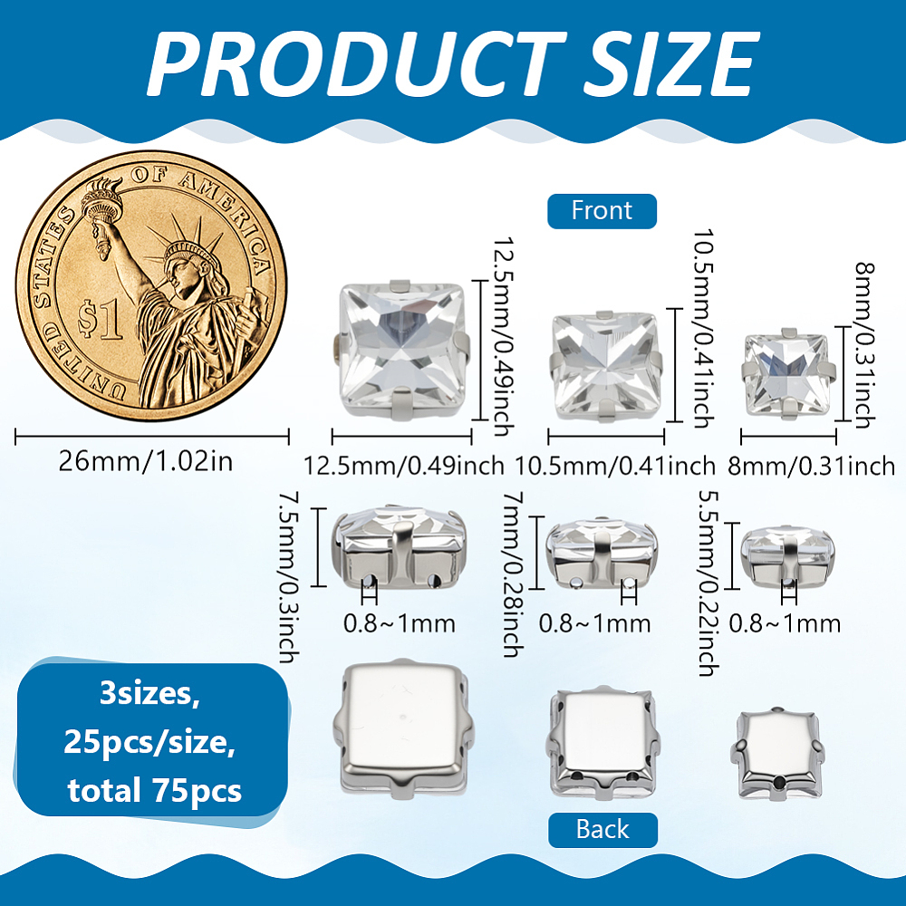 75Pcs Sew on Rhinestone Multi- - Sew On Rhinestone reseña y precio