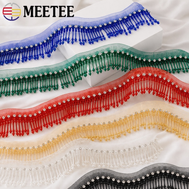 1Yard 5cm Beaded Lace Trim Fri - Fringe Ribbon Sewing reseña y precio