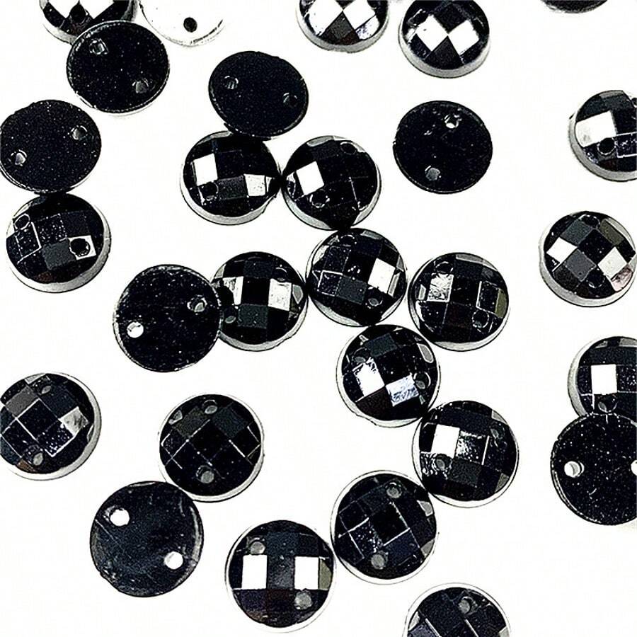 100pcs Mixed Size Black Acryli - Sew On Rhinestone reseña y precio