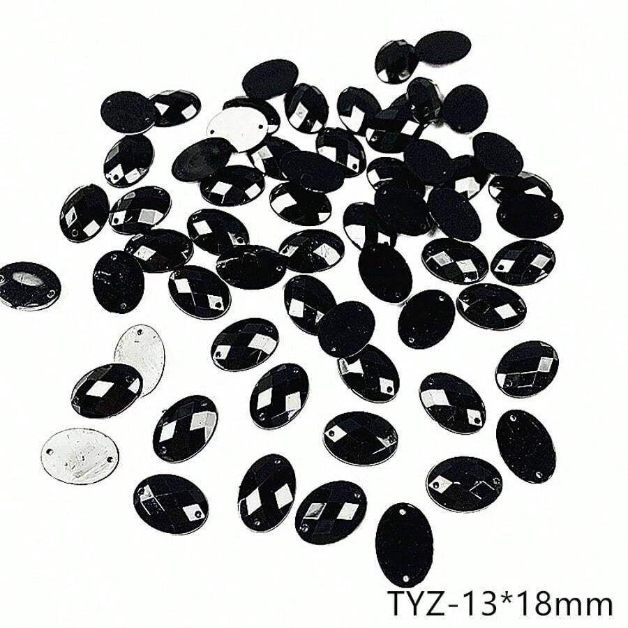 100pcs Mixed Size Black Acryli - Sew On Rhinestone reseña y precio