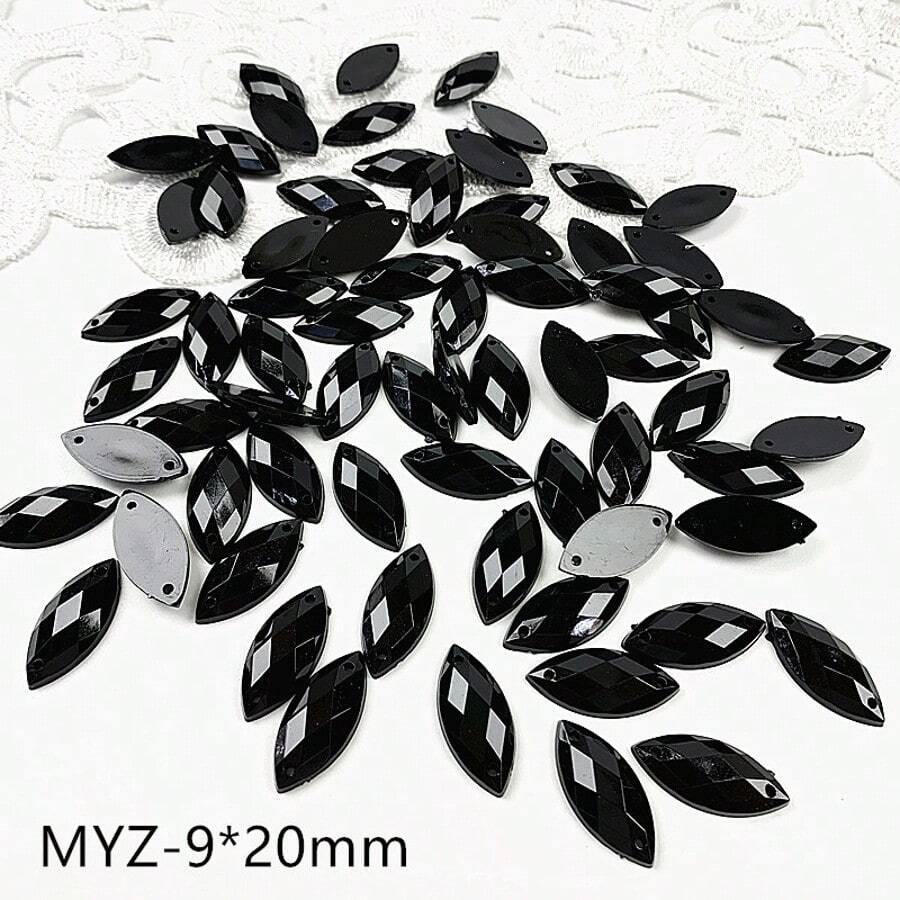 100pcs Mixed Size Black Acryli - Sew On Rhinestone reseña y precio