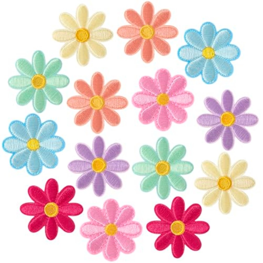 14 Pcs Flower Iron on Patches, - Applique Patch Flower reseña y precio