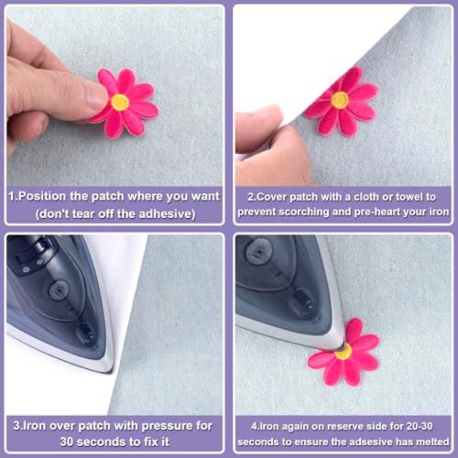 14 Pcs Flower Iron on Patches, - Applique Patch Flower reseña y precio