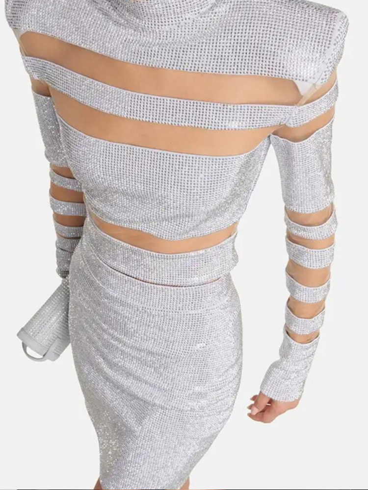 Sexy Two Piece Mesh Panel Band - Sequin Fabric Panel reseña y precio