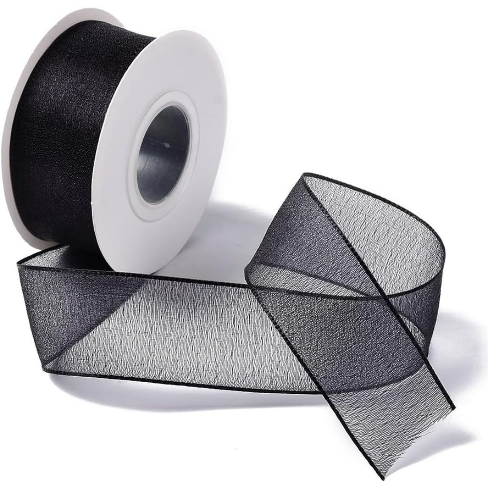 1Inch Black Organza Ribbon Wir - Organza Ribbon Spool reseña y precio