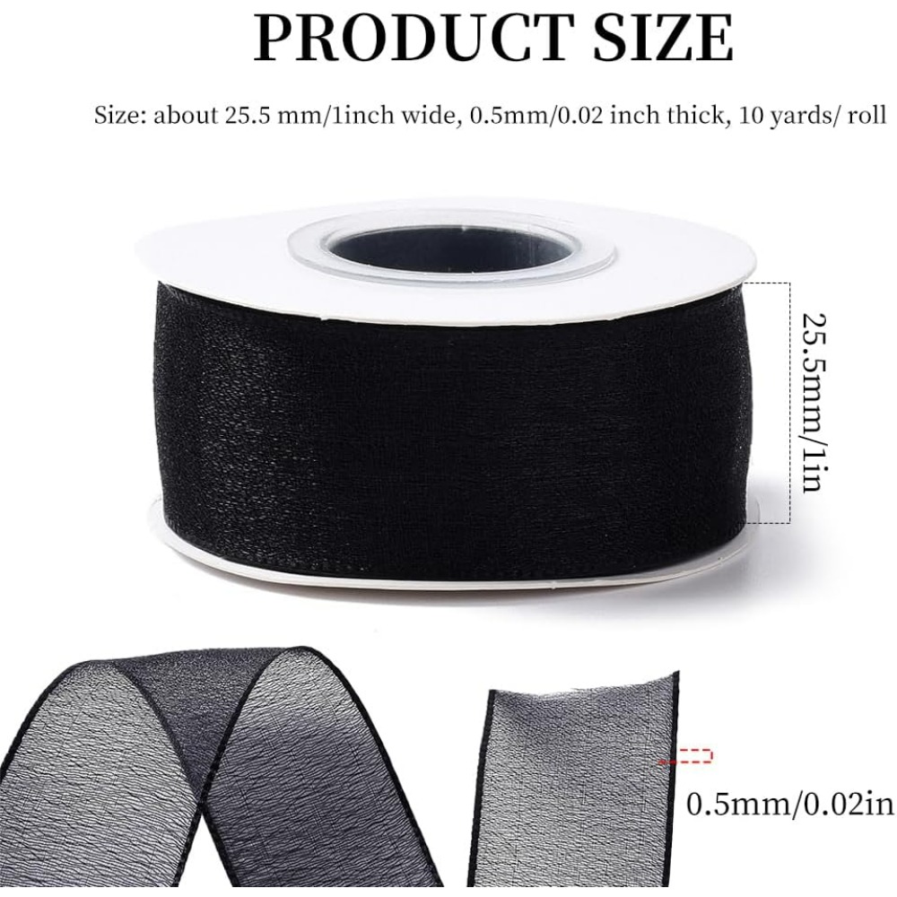 1Inch Black Organza Ribbon Wir - Organza Ribbon Spool reseña y precio