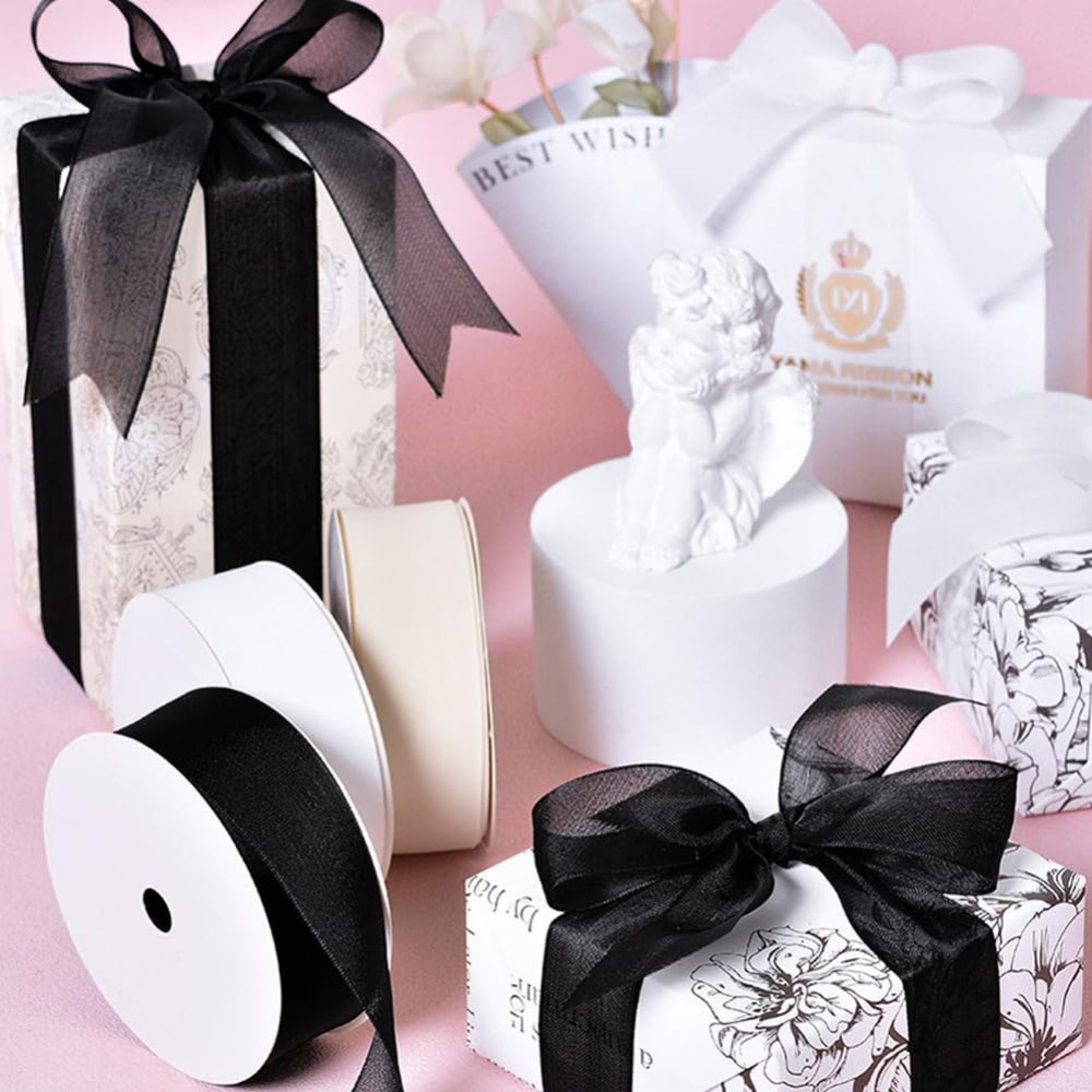 1Inch Black Organza Ribbon Wir - Organza Ribbon Spool reseña y precio