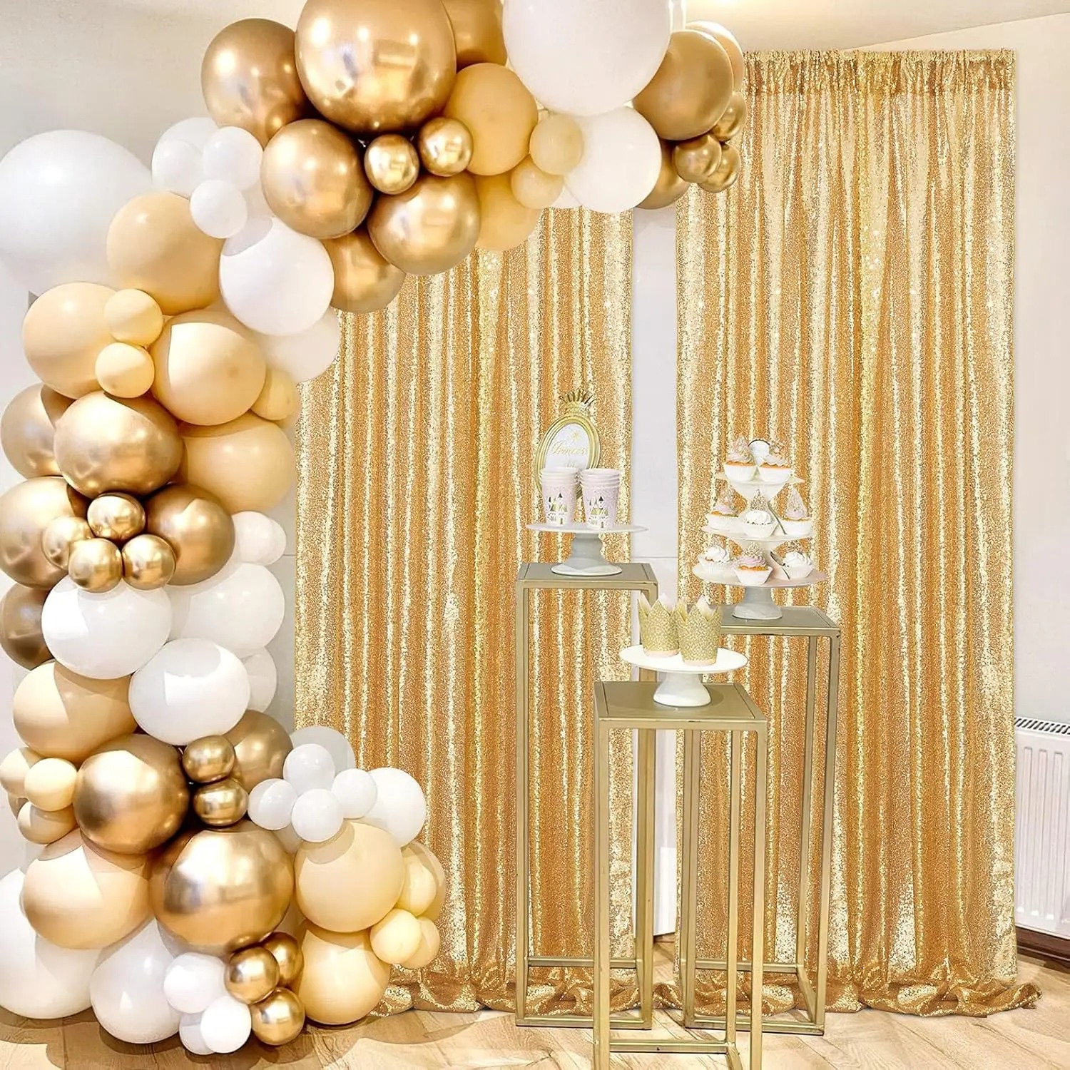 1pc 60x240cm Gold Sequin Photo - Sequin Fabric Panel reseña y precio