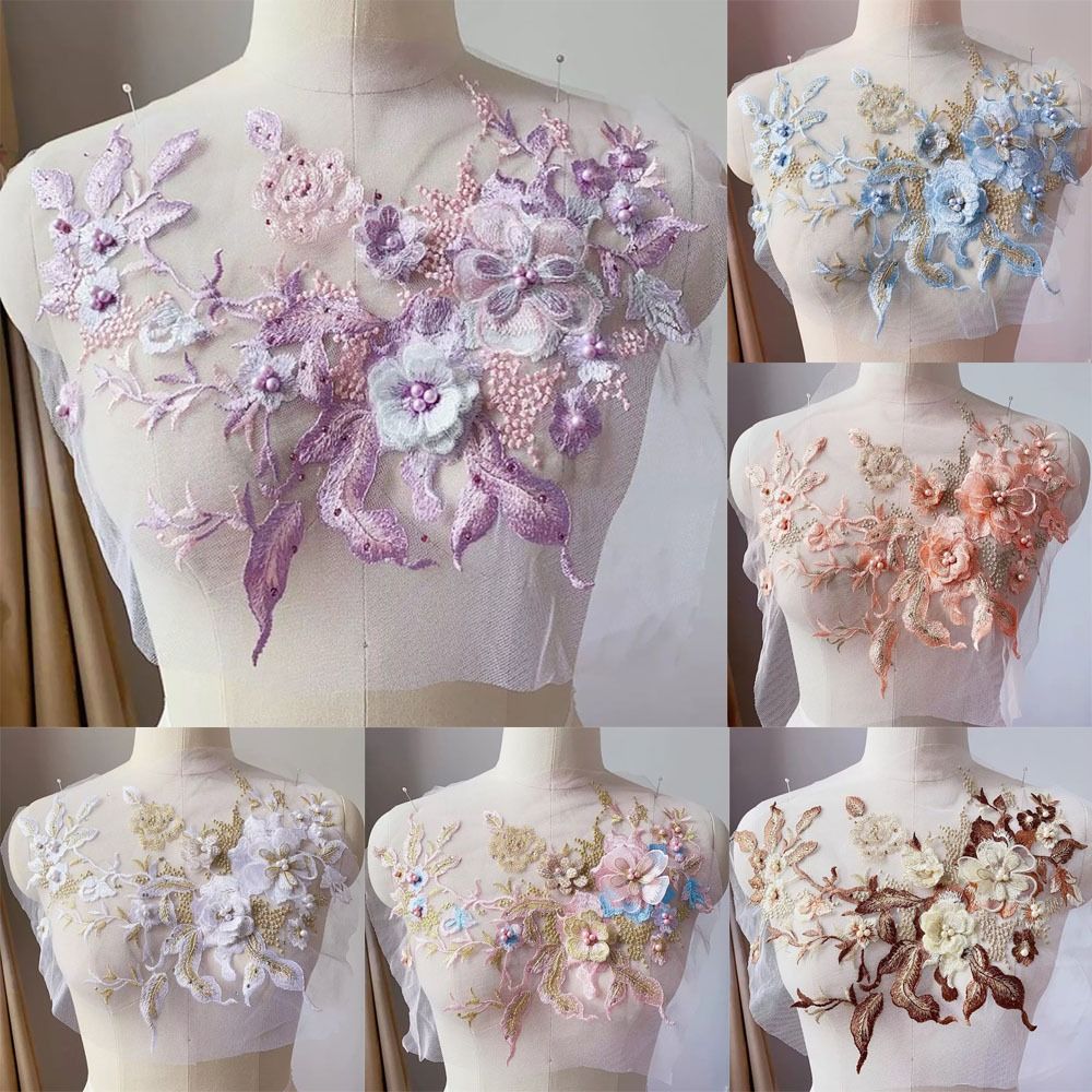 3D Flowers Beaded Lace Fabrics - Applique Patch Flower reseña y precio
