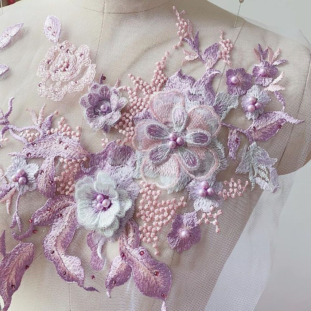 3D Flowers Beaded Lace Fabrics - Applique Patch Flower reseña y precio
