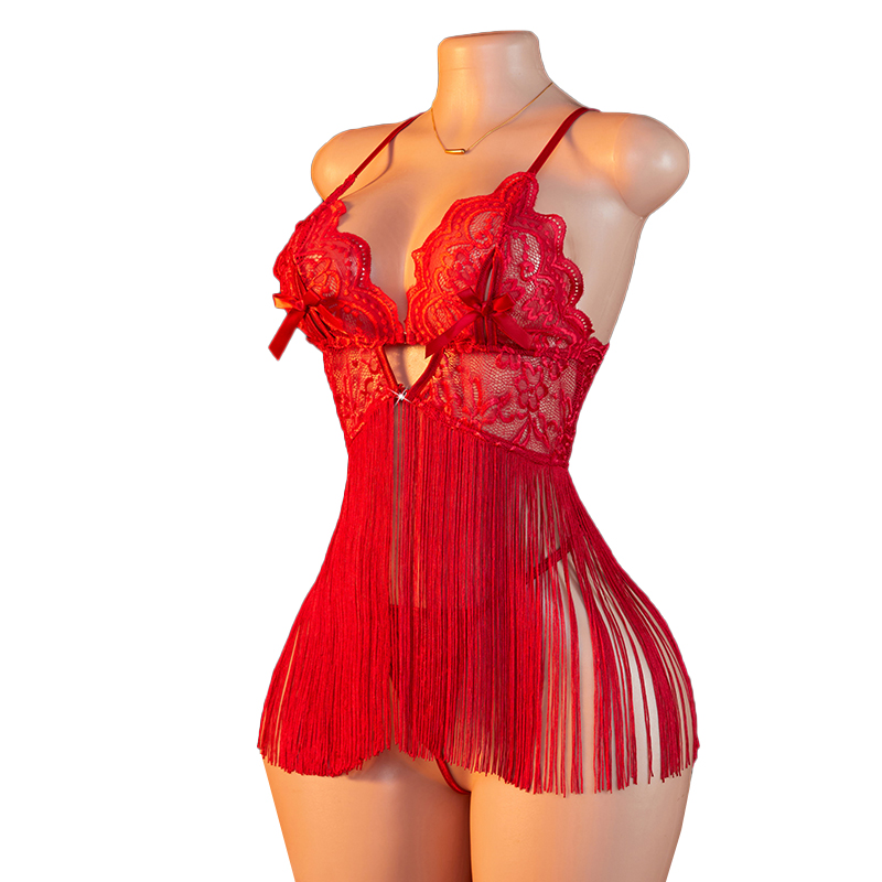 Transparent Lace Women Red Str - Tassel Fringe Trim reseña y precio