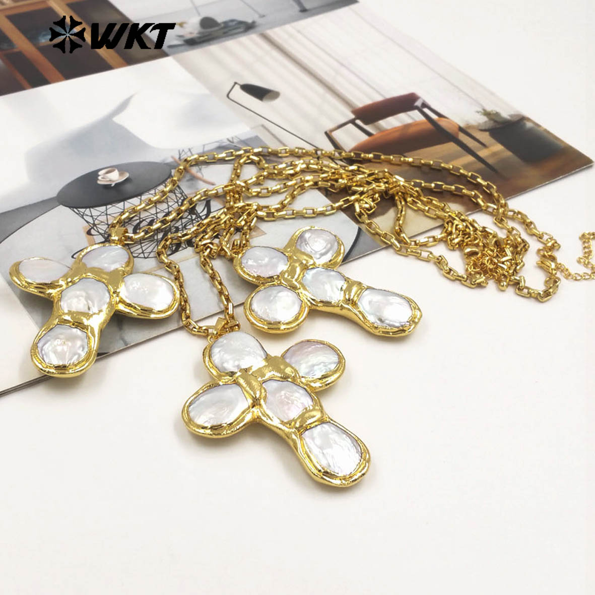 WT-JN349 Newest Design Natural - Pearl Trim Chain reseña y precio