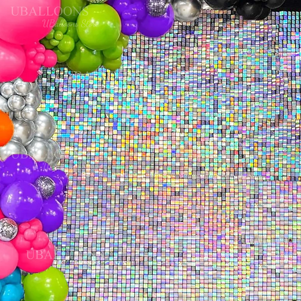 Iridescent Silver Shimmer Wall - Sequin Fabric Panel reseña y precio