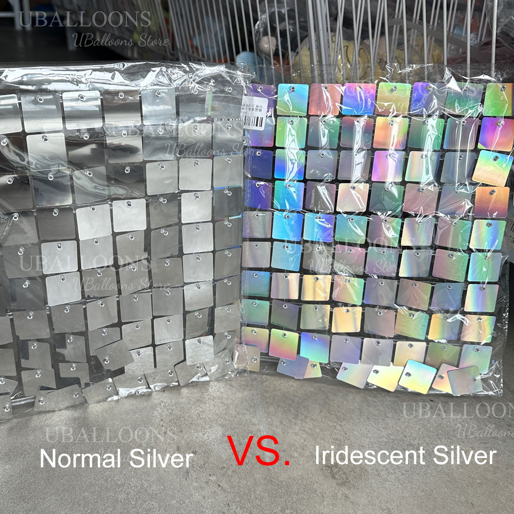 Iridescent Silver Shimmer Wall - Sequin Fabric Panel reseña y precio