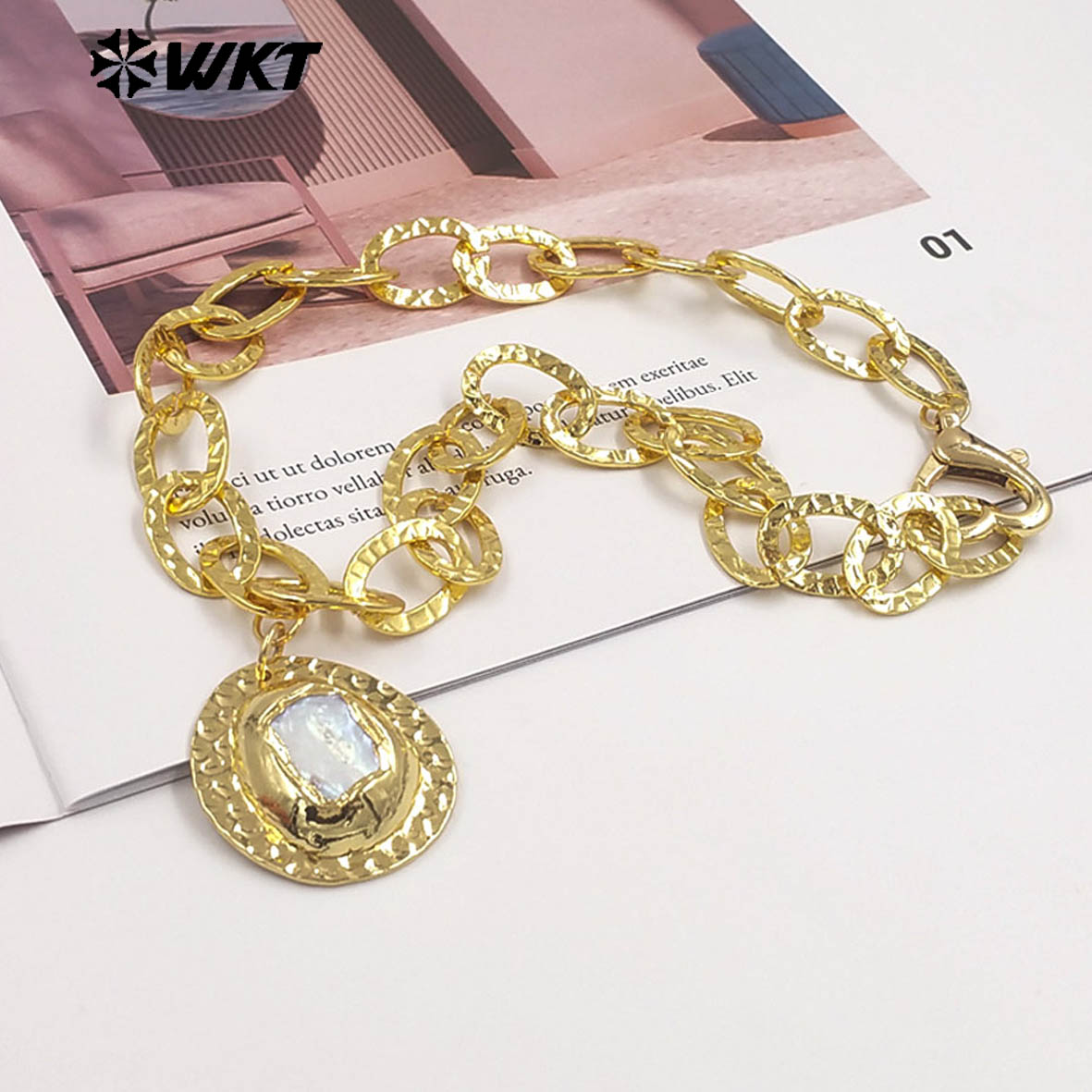 WT-JN367 Newest Handmake Creat - Pearl Trim Chain reseña y precio