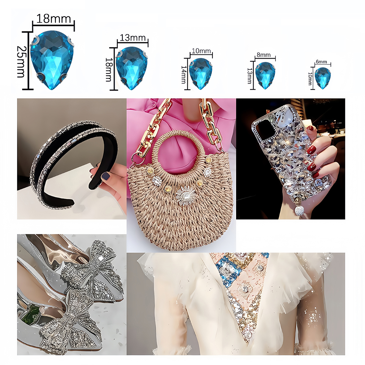 Water Drop Crystal Glass Rhine - Sew On Rhinestone reseña y precio