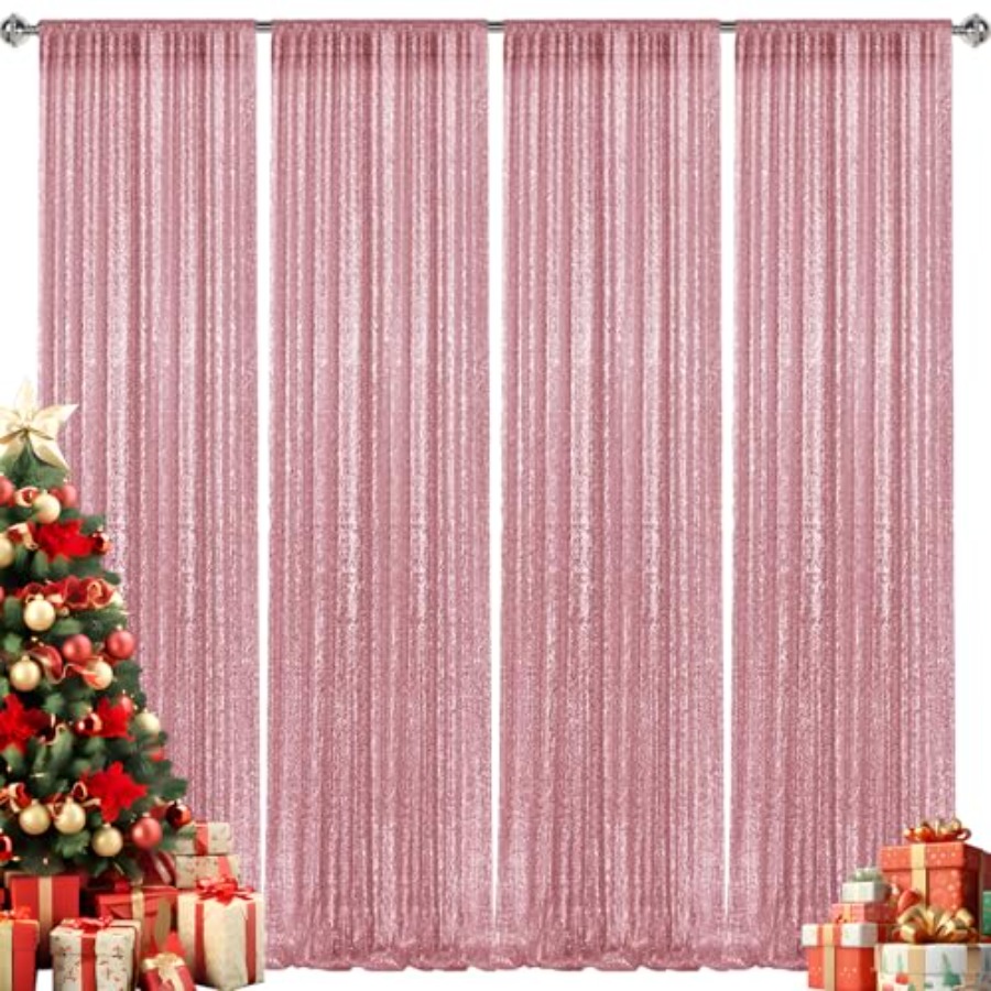 2×8FT-4PCS Light Pink Sequin B - Sequin Fabric Panel reseña y precio