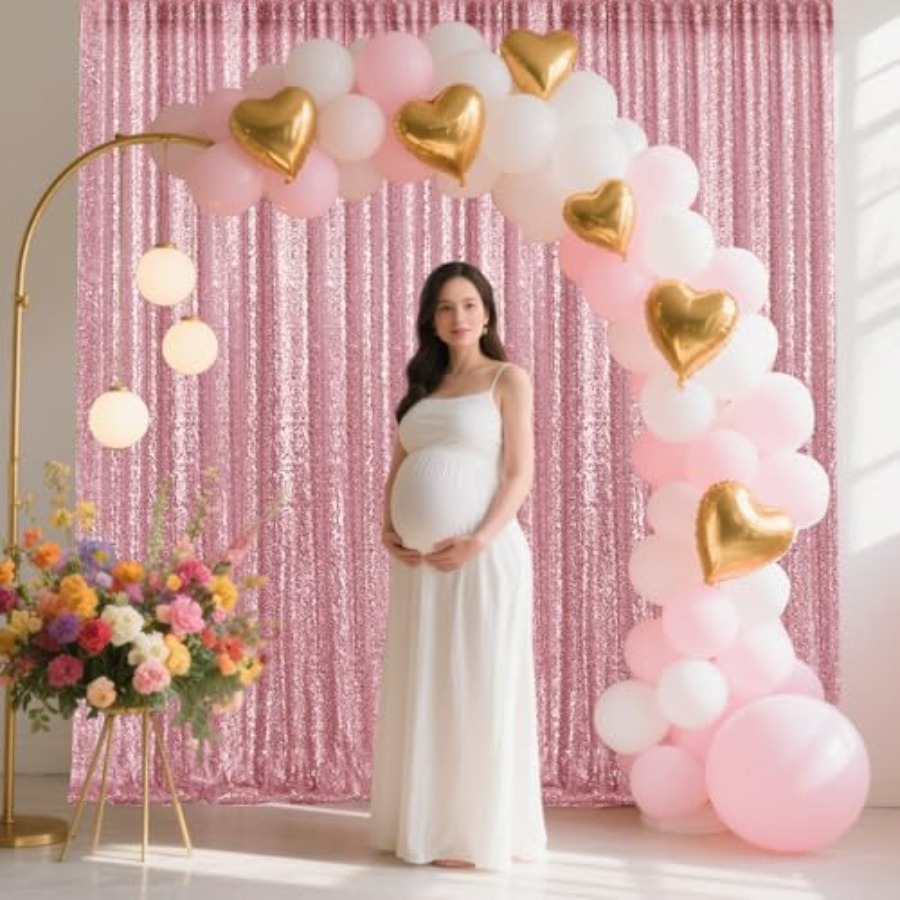 2×8FT-4PCS Light Pink Sequin B - Sequin Fabric Panel reseña y precio