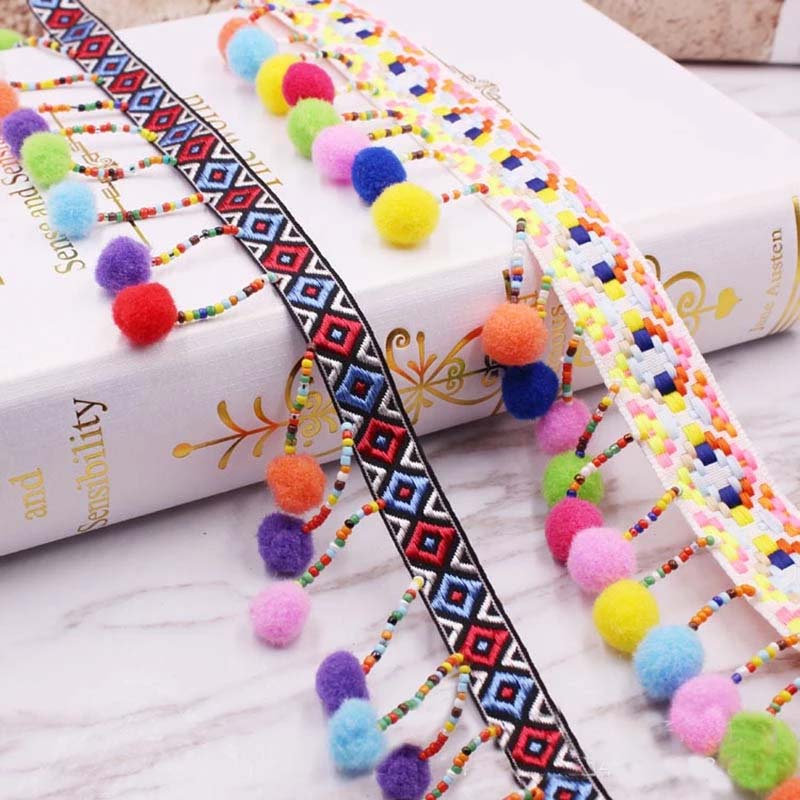 1Yards Pom Pom Trim Lace Fabri - Fringe Ribbon Sewing reseña y precio