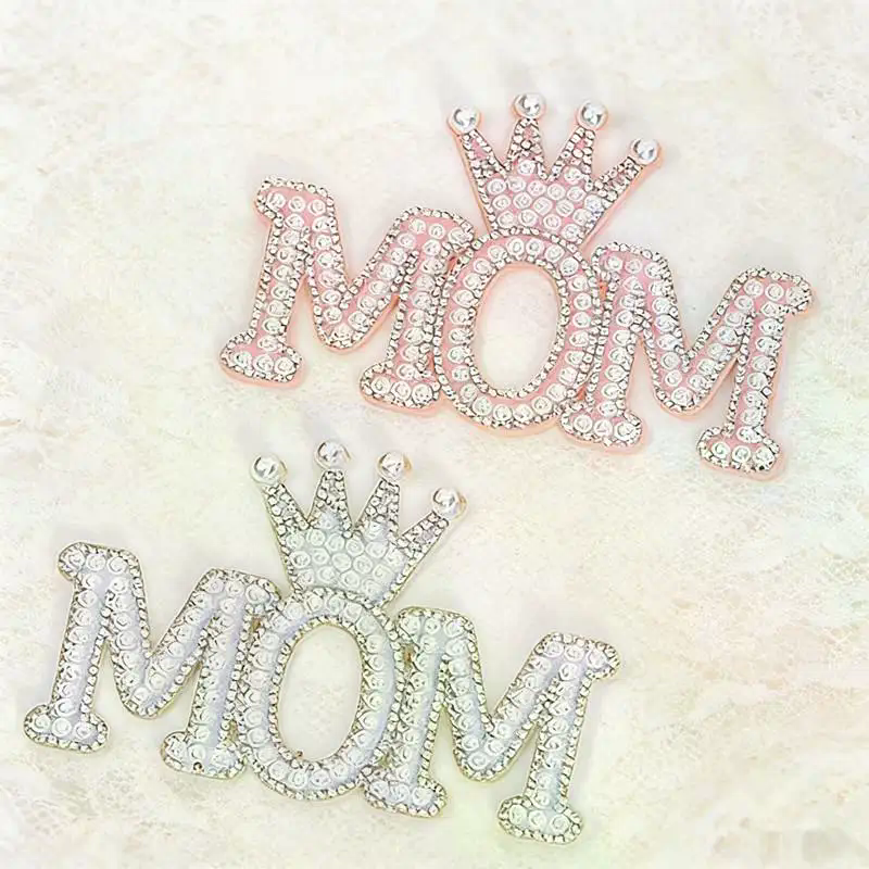 1PC Pearl Crown Mom Letter Pat - Sew On Rhinestone reseña y precio