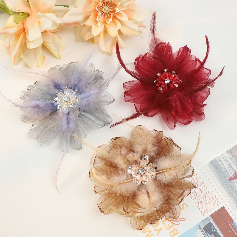Handmade Mesh Feather Flower B - Crystal Mesh Fabric reseña y precio