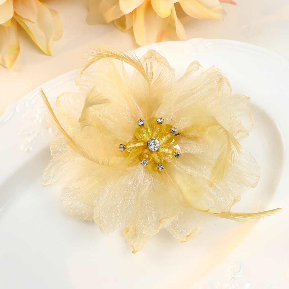 Handmade Mesh Feather Flower B - Crystal Mesh Fabric reseña y precio