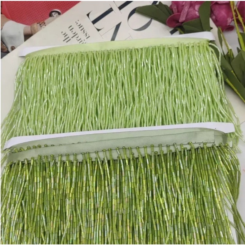 10CM Silver Red Bead Tube Tass - Tassel Fringe Trim reseña y precio