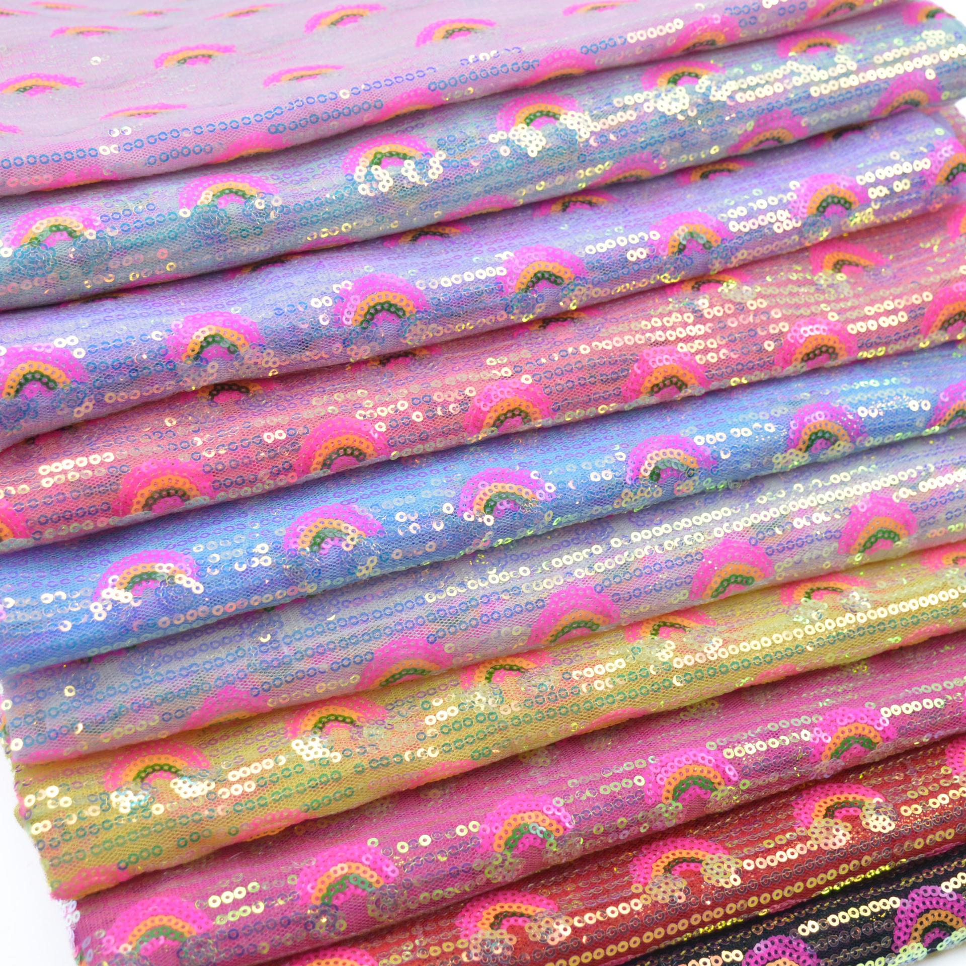 3mm Rainbow Sequin Glitter Fab - Sequin Fabric Panel reseña y precio