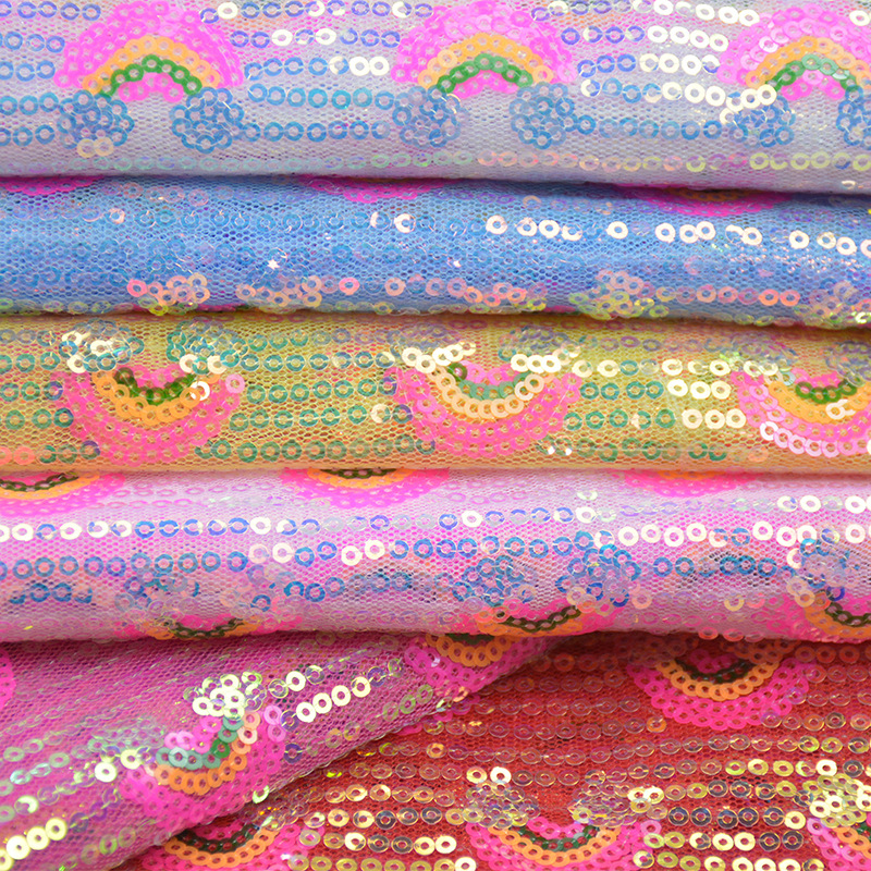 3mm Rainbow Sequin Glitter Fab - Sequin Fabric Panel reseña y precio