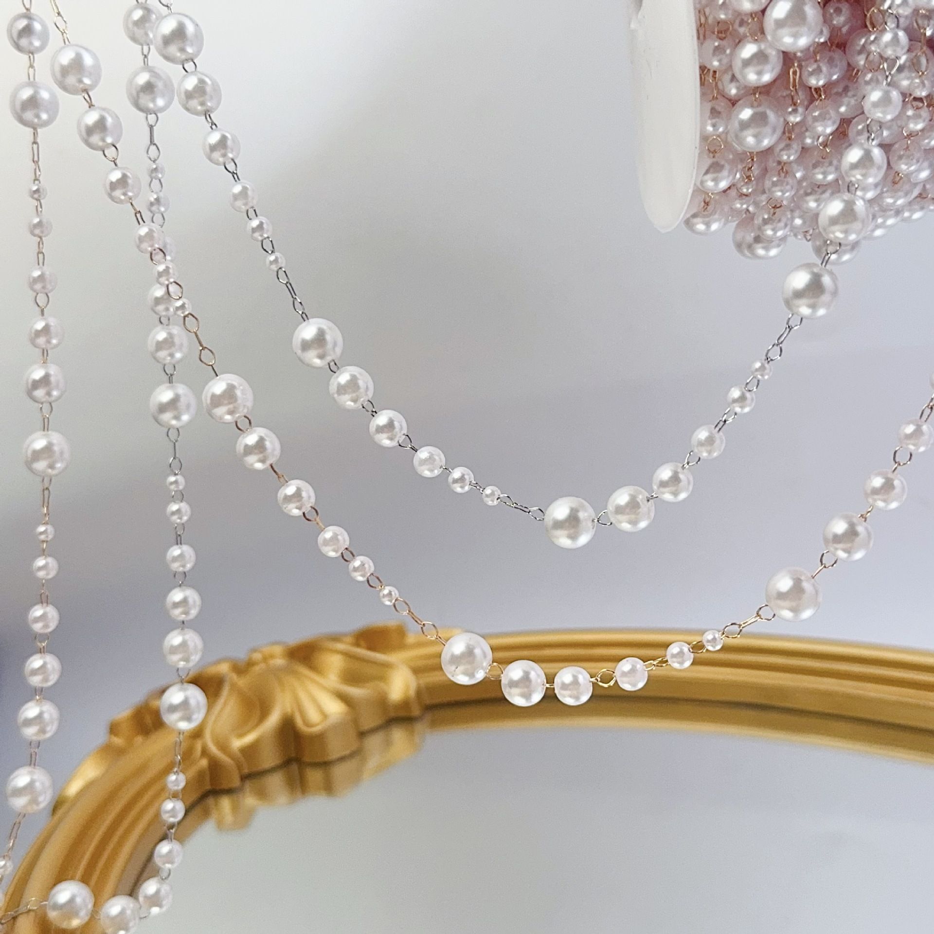 3-8mm Pearl Copper Chain, Anci - Beaded Trim Fringe reseña y precio